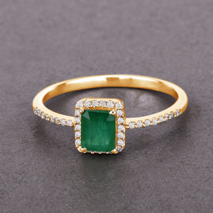 "14K Gold Ring, Emerald Ring, Emerald Halo Ring, Emerald Yellow Gold Ring, Minimalist Gold Ring, Genuine Emerald, Minimalist, Rings For Women  Talk about serene beauty! This stunning halo ring features a octagon genuine zambian emerald in a pop of vibrant color. With 0.60 carats, it's a gorgeous glam for your finger and a fashion must-have for your wardrobe. Crafted in 14k yellow gold with fine finish. Product Details:  14K Yellow Gold Stone Details: Zambian Emerald Item Type: Ring Gross Wt: 1.4 Minimalist Diamond Ring With Halo Setting, Minimalist Halo Design Promise Ring, Minimalist 14k Gold Ring With Halo Setting, Minimalist Halo Setting Promise Ring, Minimalist Halo Design Rings As Gift, Minimalist Promise Ring With Halo Setting, Minimalist Gold Rings With Halo Setting, Minimalist Gold Ring, Month May