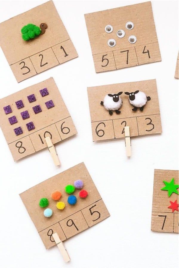 the number match is made with clothes pins and felt