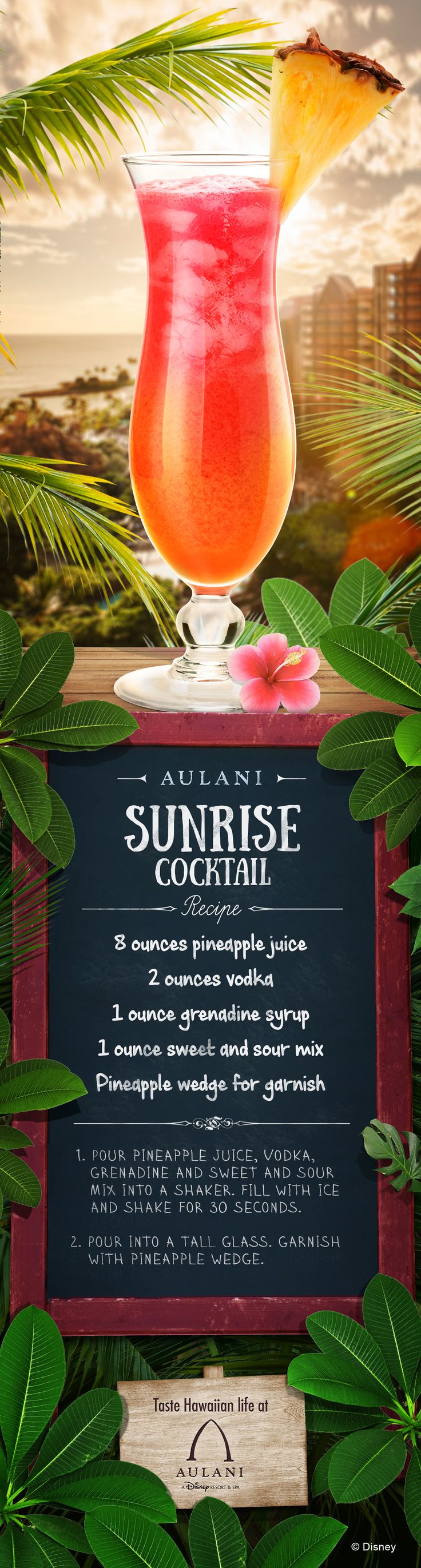 an advertisement for the sunrise cocktail