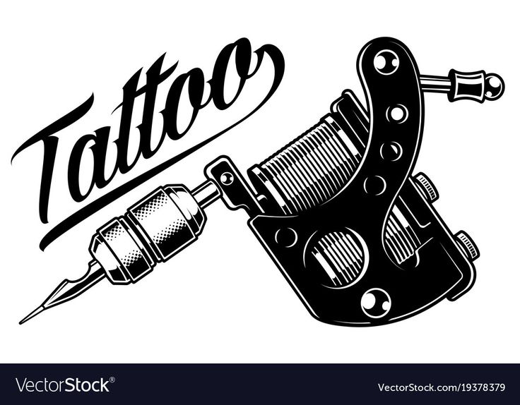 an image of a tattoo machine with the word tattoo on it's back side