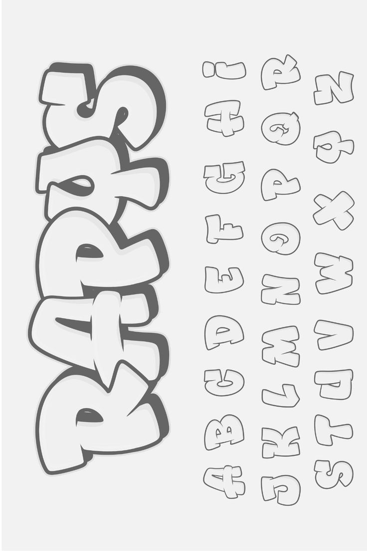 some type of graffiti font that is white and grey with black letters on the bottom