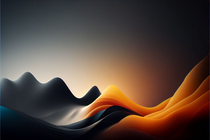 an abstract background with mountains and waves in shades of orange, blue, yellow and black