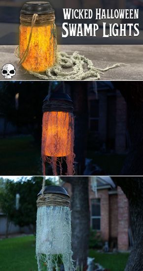 an old mason jar turned into a halloween lantern