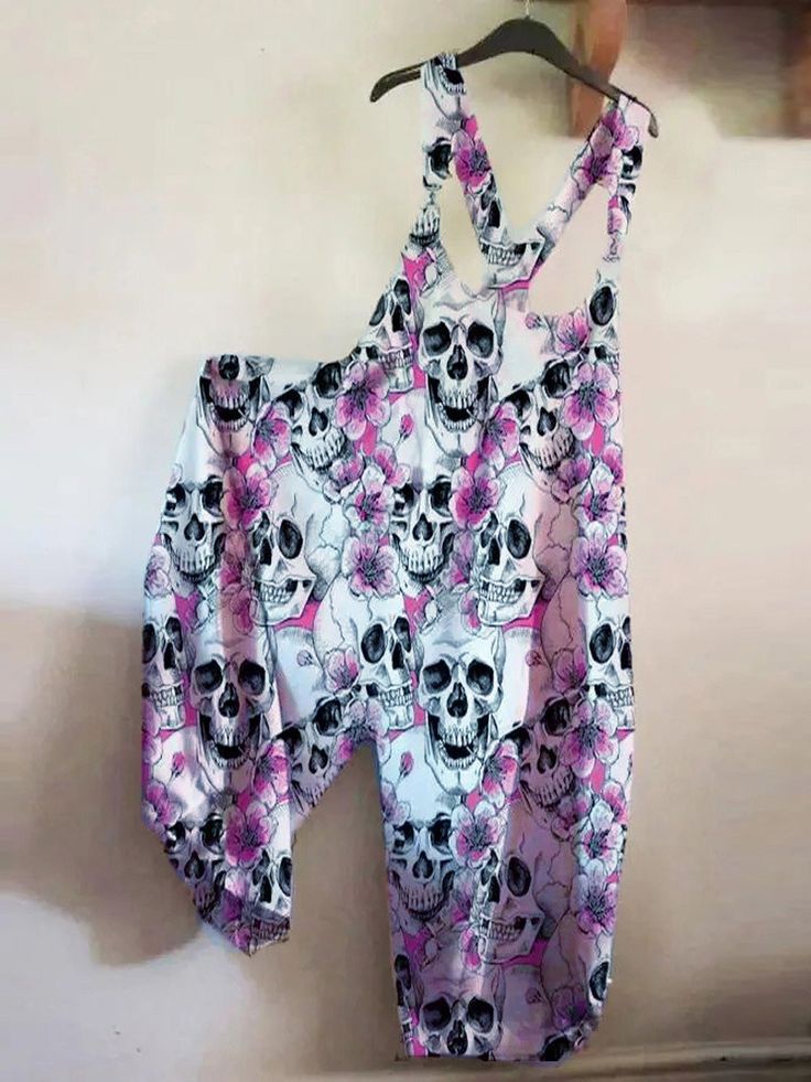 Product Name: Women's Jumpsuits Loose Skull Print Sleeveless Jumpsuit Item NO.: 7160719081656 Weight: 0.3 kg = 0.6614 lb = 10.5822 oz Category: > > Tag: , , , , , Creation Time: Gender: Women Type: Bottoms Feature: Skull Print, Sleeveless Material: Polyester Style: Casual/Fashion Color: Red, Navy_Blue, Light_Blue, Black, White_Red, White Size: S, M, L, XL, 2XL Please Note: All Dimensions Are Measured Manually With A Deviation Of 1 To 3cm. Upcycled Clothes, Skeleton Print, Print Jumpsuit, Party Dress Long Sleeve, Puff Sleeve Dresses, Printed Jumpsuit, Halloween Halloween, Sleeveless Jumpsuits, Skull Print