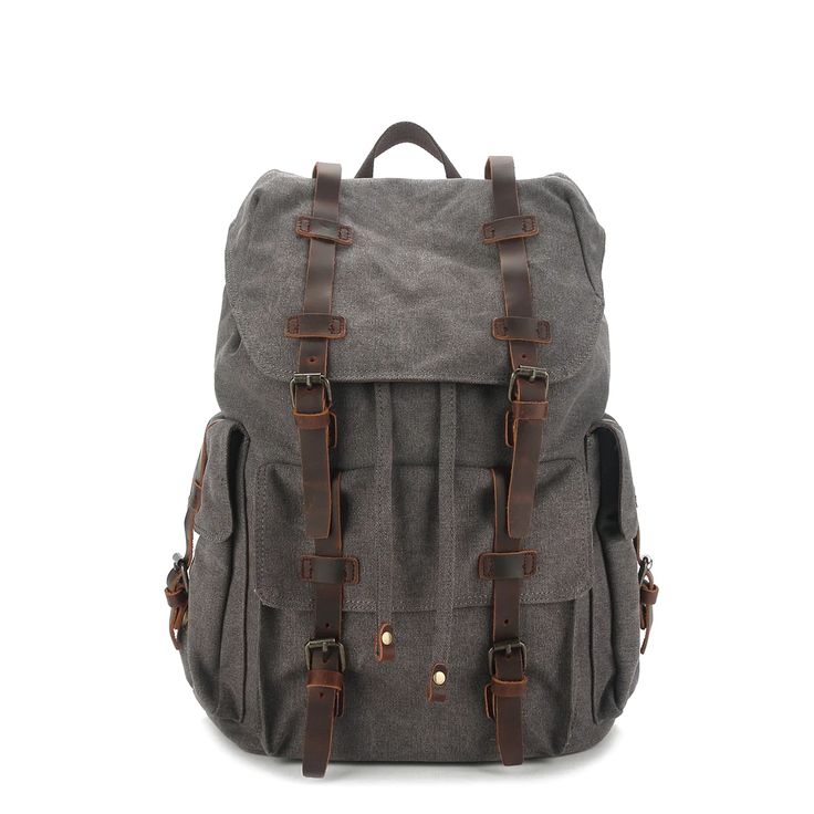 Cotton Canvas Backpack for Outdoor Durable Hiking Backpack, Durable Practical Backpack For Camping, Waterproof Backpack For Camping, Durable Backpack For Outdoor Activities, Gray Waterproof Backpack For Outdoor, Practical Waterproof Backpack For Adventure, Durable Canvas Bags For Adventure, Gray Backpack For Outdoor Activities, Rugged Outdoor Backpack With Waxed Finish