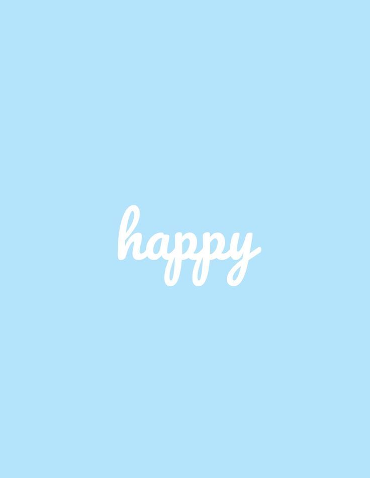 a blue background with the words happy written in white on it's left side