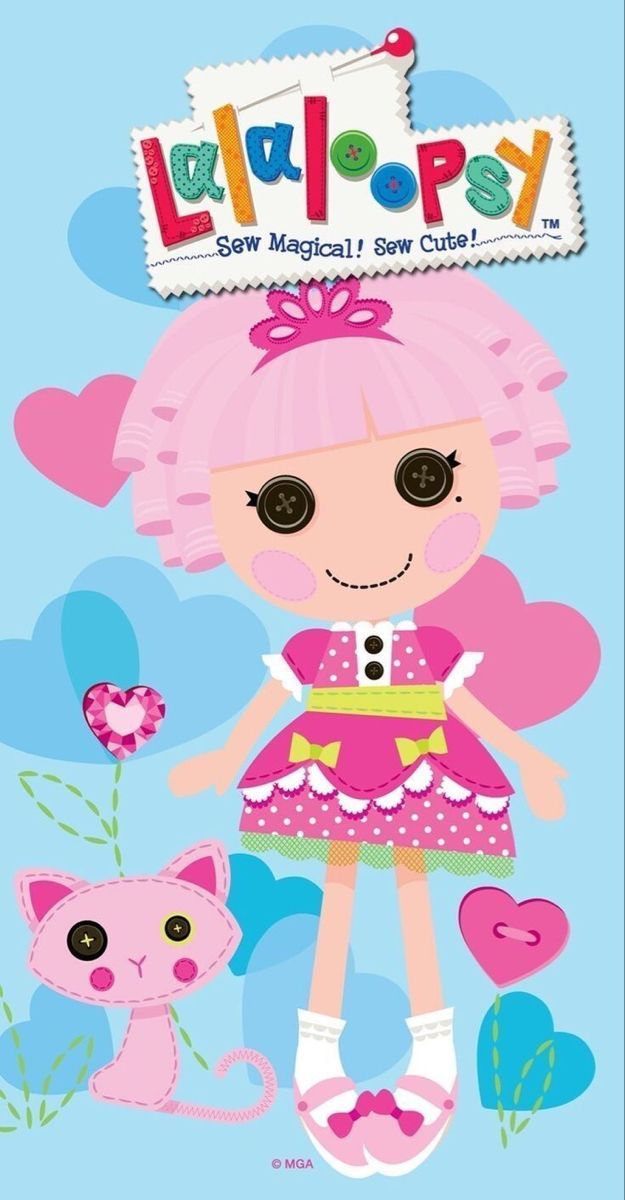 a cartoon girl with pink hair standing next to a cat and heart shaped balloons in the sky