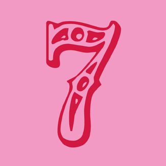 the number seven in red on a pink background