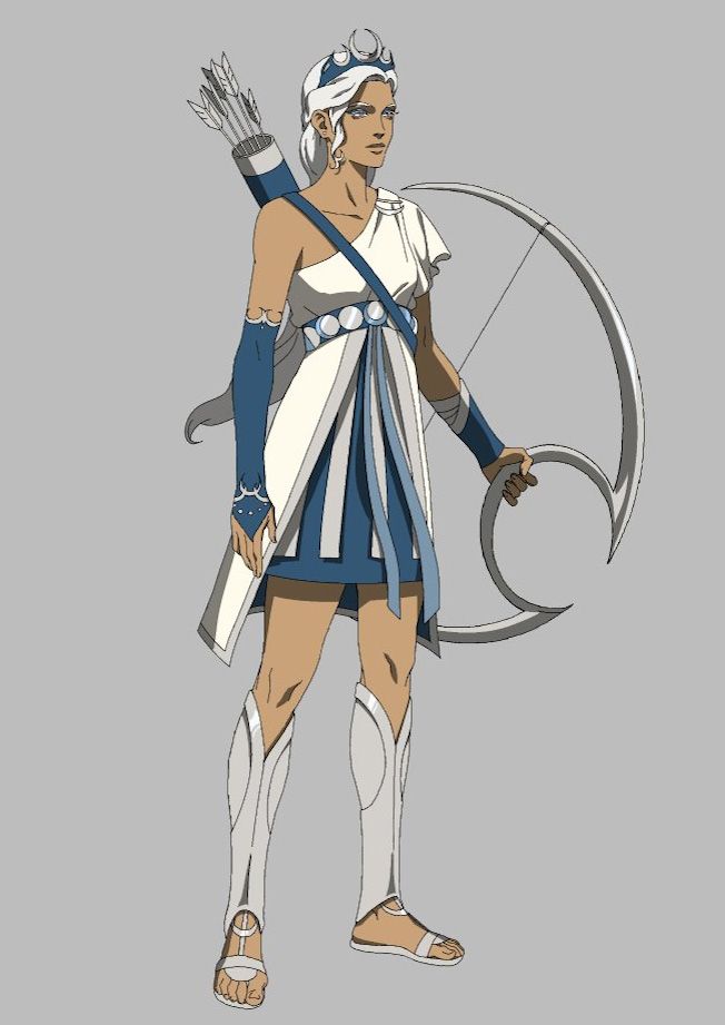 an animated character with a bow and arrow in his hand, standing on a gray background