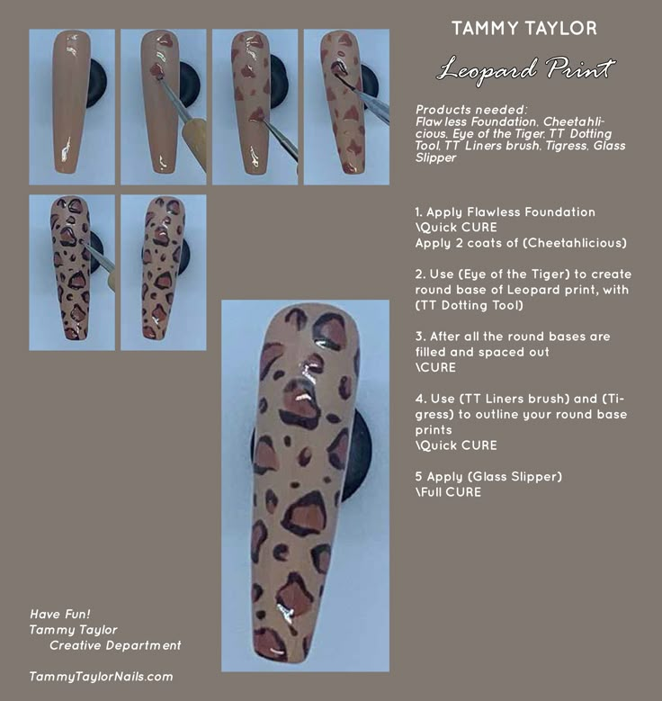 Nail Painting Tips, Leopard Print Nail, Taylor Nails, Nail Tech School, Nails Step By Step, Nails Business, Tammy Taylor Nails, Deco Nails, Business Nails