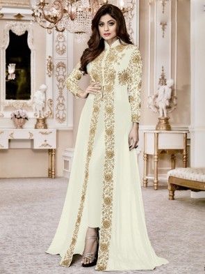 New Arrivals | Fresh Arrivals Indian Clothing - Buy at Inddus.com Jacket Style Kurti Long, Anarkali Dress Indian, Shamita Shetty, Georgette Anarkali Suits, Designer Anarkali Dresses, Partywear Dresses, Designer Anarkali, Eid Dresses, Glamorous Style