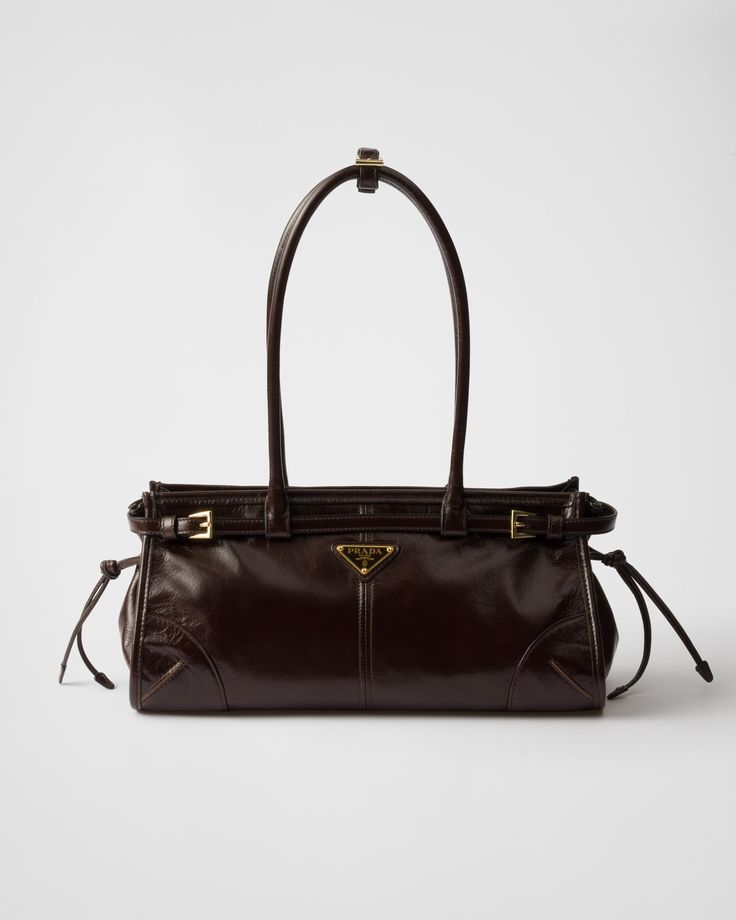 Dark Brown Medium Leather Handbag | PRADA Prada Brown Bag, 2025 Bag Trends, Brown Prada Bag, Designer Bags Aesthetic, Brown Designer Bag, Prada Vintage Bag, Trendy Shoulder Bags, Vintage Prada Bag, Chic Things