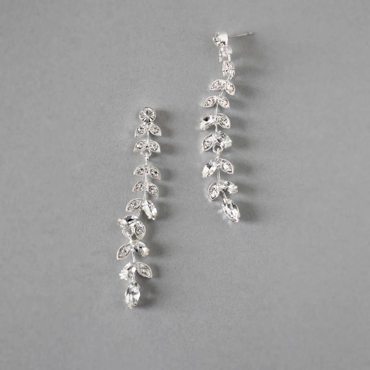 Crystal LEaf Vine Wedding Earrings Sparkling Crystal, Wedding Jewelry Sets, Silver Leaf, Wedding Earrings, Bridal Earrings, Bridal Accessories, Necklace Set, Wedding Accessories, Vines