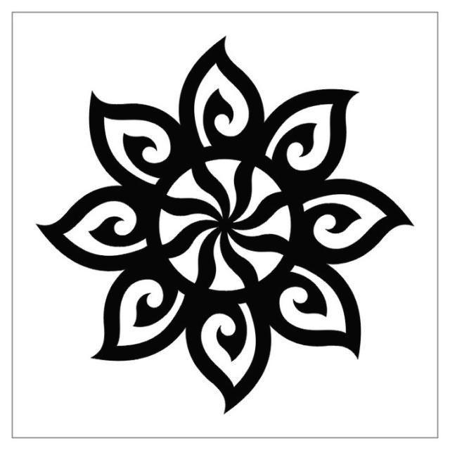 a black and white drawing of a flower with leaves on the petals, which are intertwined