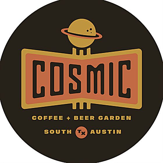 the logo for cosmic coffee and beer garden