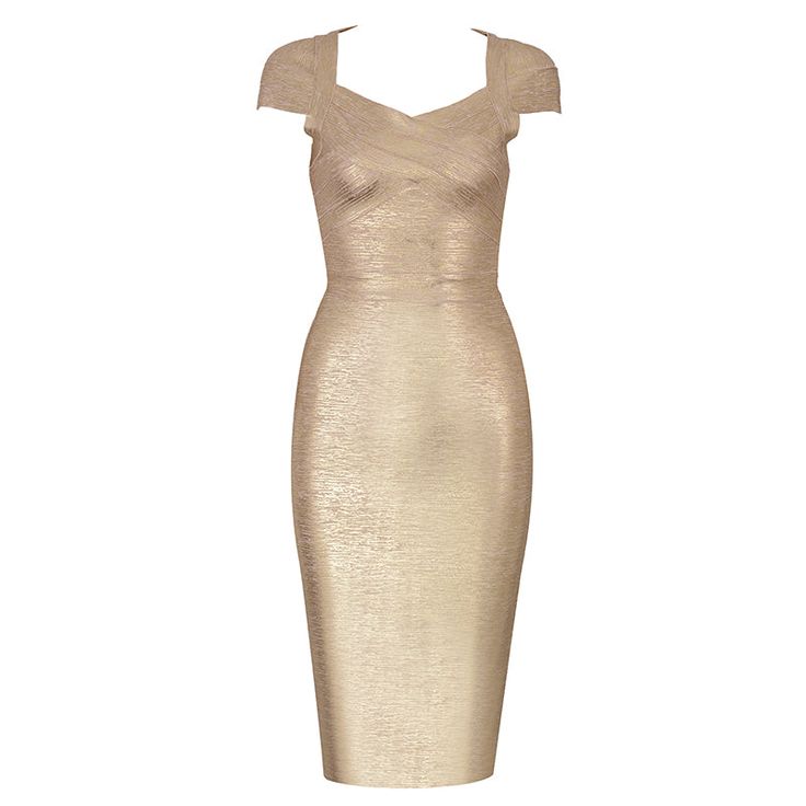 This Short Sleeve Metallic Bandage Midi Dress in gold is expertly designed to flatter your figure. With a sleek zipper on the back, this dress is perfect for any occasion. Its unique bandage material provides a comfortable fit while adding a touch of sophistication to your look. Elevate your style with this statement piece. Fabric: Medium Stretch Material: Polyester, Spandex // Gold Sleeveless Midi Dress For Gala, Fitted Gold Dress For Gala, Elegant Bandage Dress For Evening, Gold Fitted Midi Dress For Gala, Fitted Gold Midi Dress For Gala, Glamorous Fitted Bandage Dress For Gala, Formal Gold Fitted Midi Dress, Elegant Gold Mini Dress For Night Out, Elegant Sleeveless Gold Midi Dress