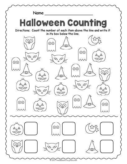 halloween counting worksheet for kids