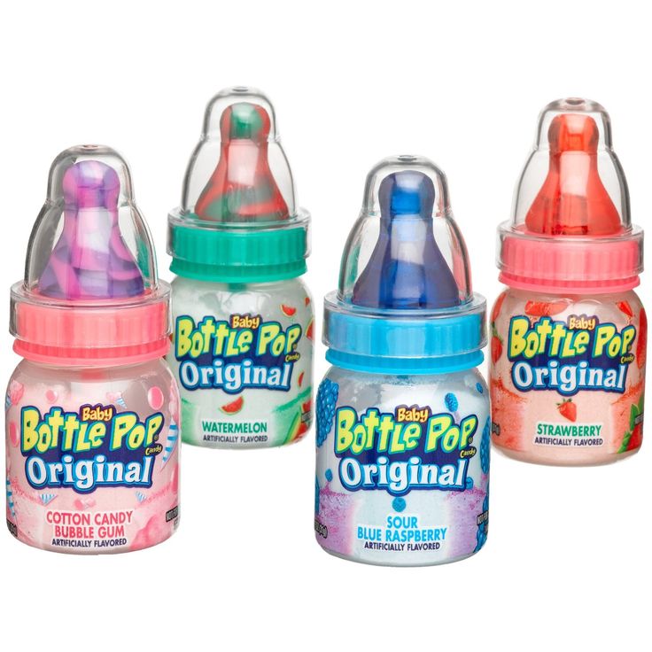 the bottles are filled with different flavors of toothpaste for babies to use in their mouthwashes