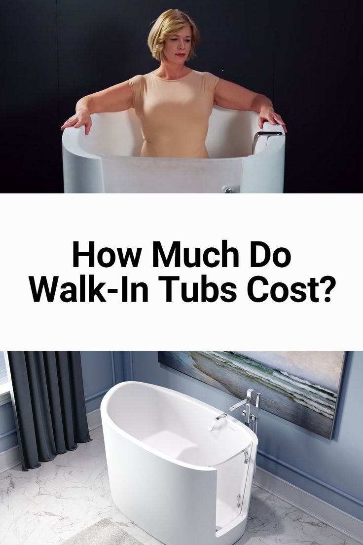 a woman sitting in a bathtub with the words how much do walk - in tubs cost?