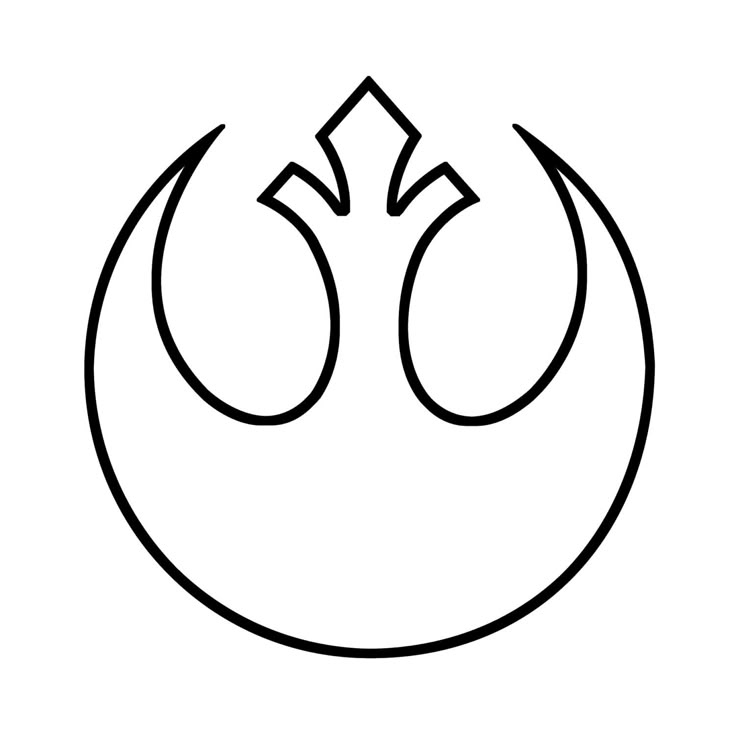 a black and white line drawing of a star wars symbol