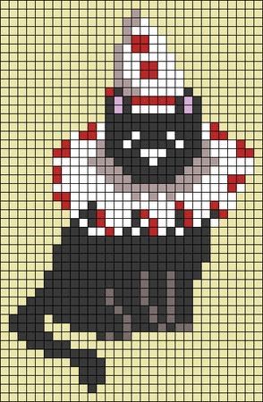 a cross stitch pattern with a cat on it