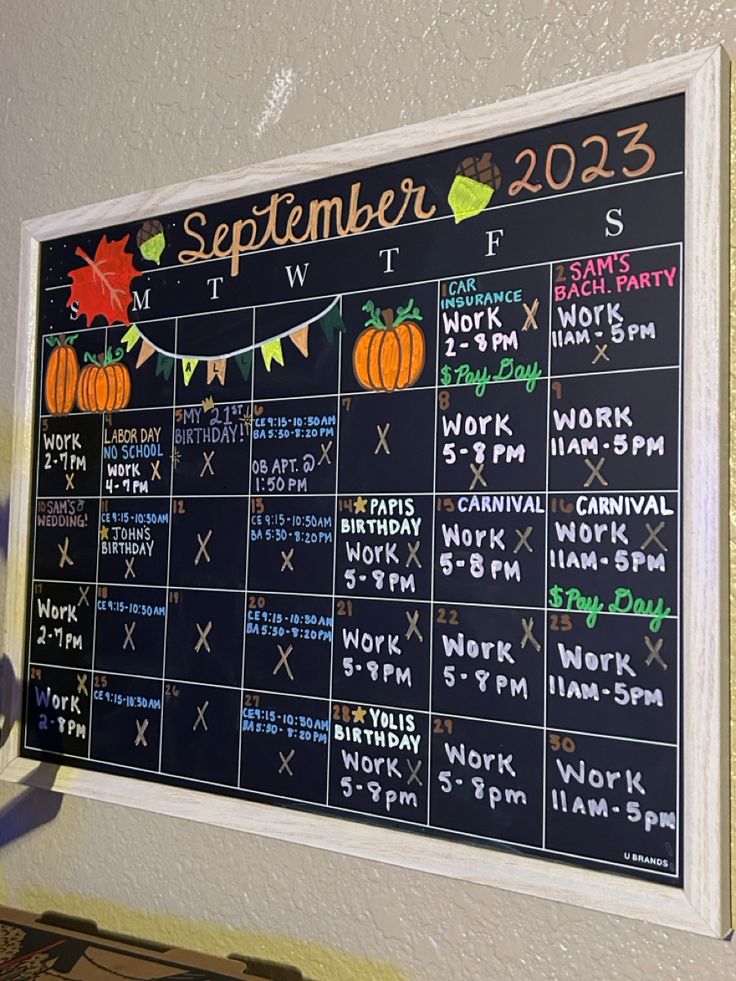 a chalk board with writing on it and decorations