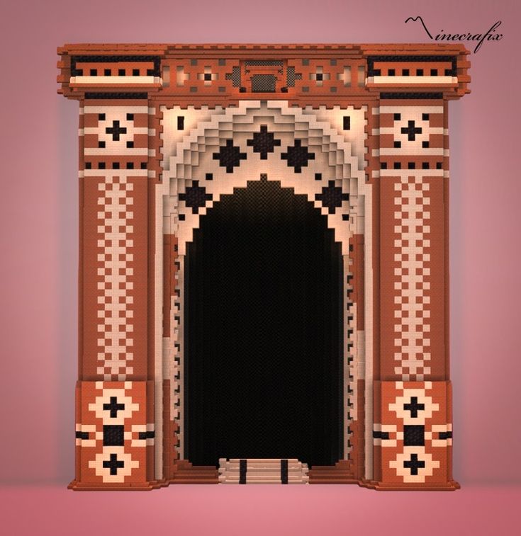 an arch made out of lego blocks with a black door