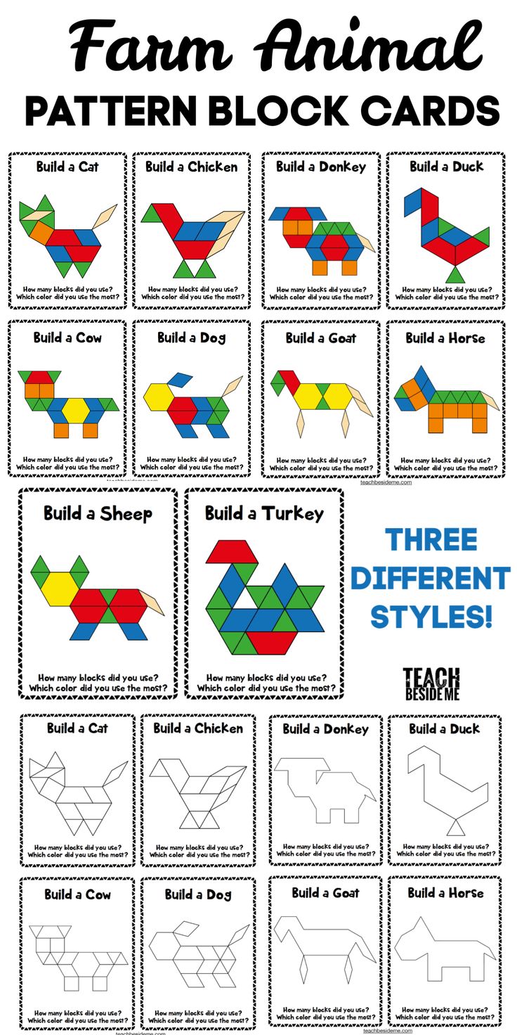 an animal pattern block card with instructions to make it for children's origami