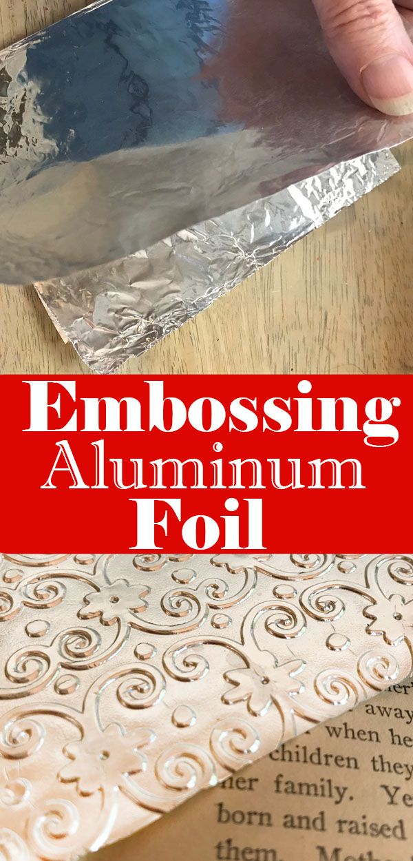 someone is cutting aluminum foil on top of a piece of paper with the words, embosing aluminum foil