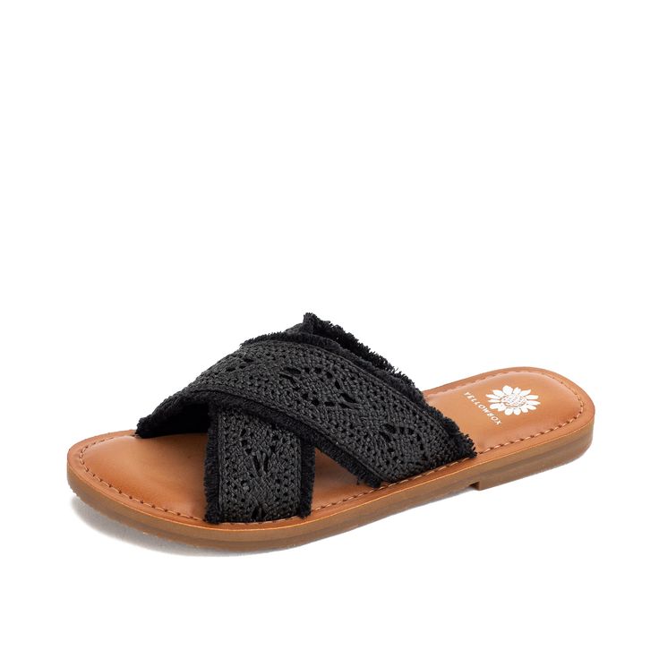 Meet DESKA, your essential summer sandal boasting crisscross raffia straps with frayed edges, a top-stitched sock, and an ultra-padded sandal bottom. DESKA is the only sandal you'll need for everyday comfort and style. Toe: round Heel Height: 0.5 inches Platform Height: 0.5 inches Materials: fabric Insole: memory foam Outsole: rubber Raffia Sandals, Woven Raffia, Espadrille Sandals, Sandals Black, Sandals Summer, Sandal Espadrille, Black N Yellow, Black Sandals, Open Toe