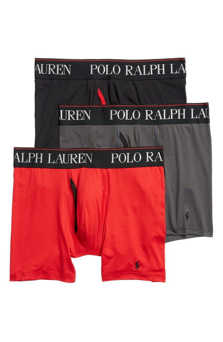 Men's Polo Ralph Lauren 4D 3-Pack Boxer Briefs, Size X-Large - Grey Red Stretch Multi-pack Boxer Briefs, Sporty Red Multi-pack Boxer Briefs, Sporty Red Multipack Boxer Briefs, Mixed Patterns, Tommy John, Outfit Inspired, Orlebar Brown, Mens Casual Dress Outfits, Champion Reverse Weave