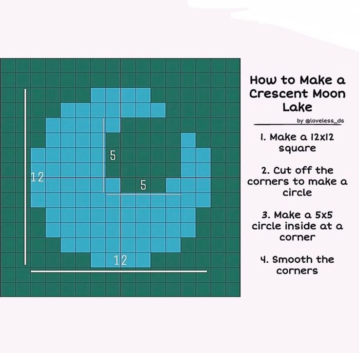 how to make a crescent moon lake diagram with instructions for the size and widths