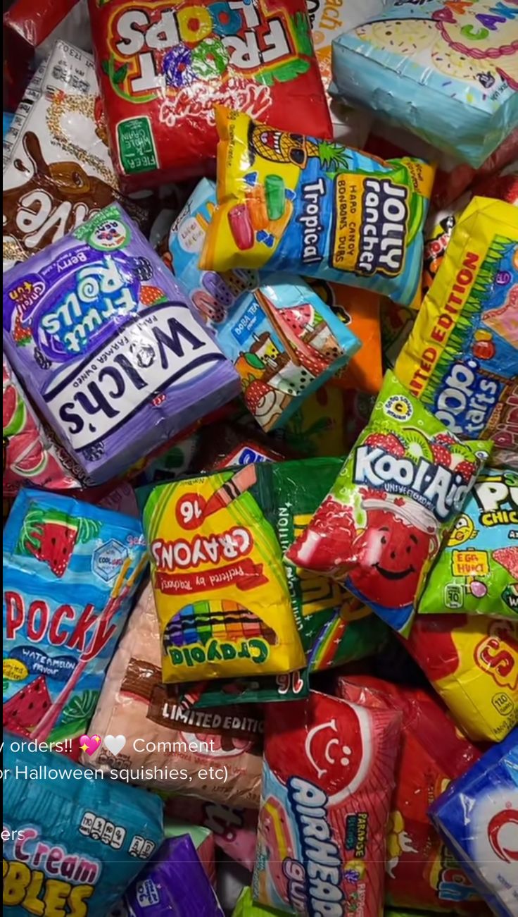 a large pile of candy is shown in this image