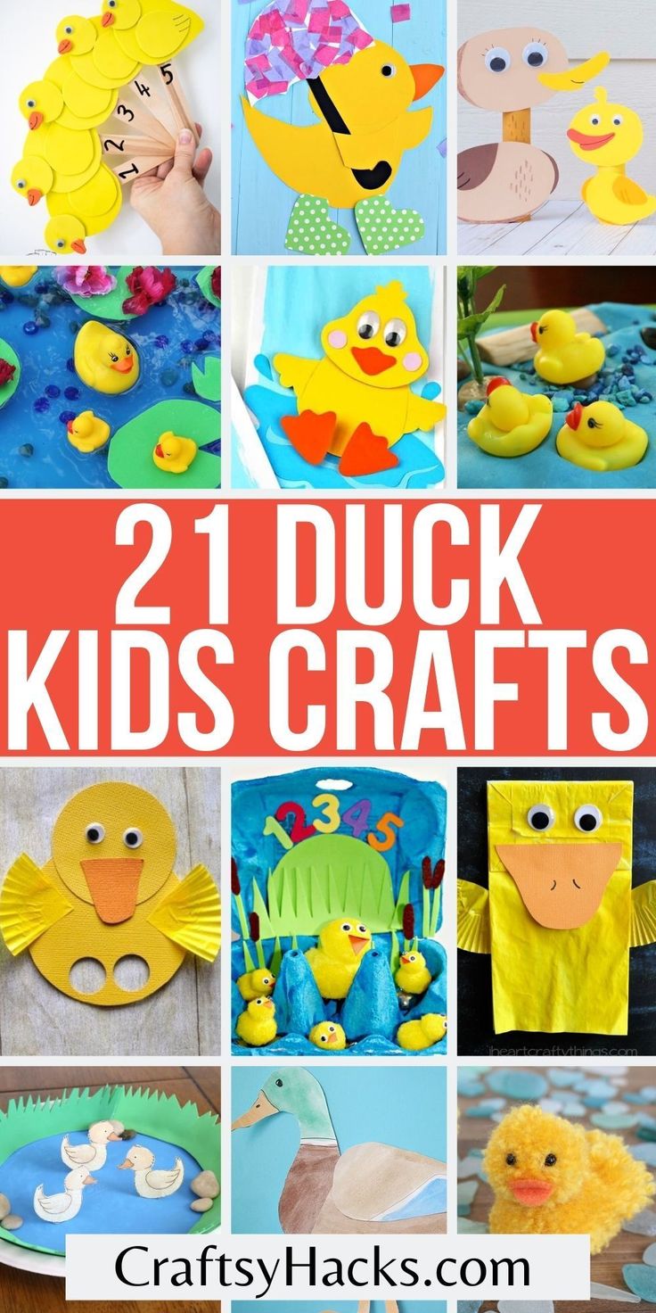 21 duck crafts for kids to make with paper plates and other crafting supplies that are also made out of construction paper