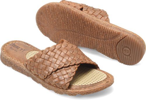 Womens Hana Woven in Tan Comfortable Adjustable Slides With Woven Sole, Casual Natural Slides With Woven Sole, Casual Woven Leather Sandals For Beach, Natural Color Casual Slides For Vacation, Casual Natural Slides For Vacation, Casual Natural Color Slides For Vacation, Casual Natural Color Summer Slides, Casual Sandals With Woven Sole In Natural Color, Casual Natural Sandals With Woven Sole