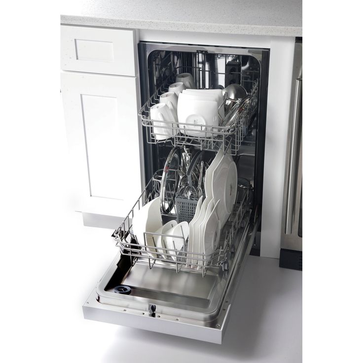 an open dishwasher with dishes in it