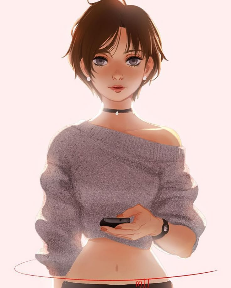 Mijin Jeon is a 32-year-old Korean woman who has been working as a concept artist for eight years now. Brown Pixie Hair, Short Hair Art, Arte Pin Up, Art Pastel, Digital Art Girl, Hair Art, Girl Drawing, Manga Girl, Pixie Cut