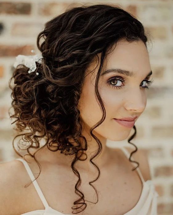 Curly Bridal & Wedding Hairstyles | Hair Comes the Bride Natural Curls Updo, Updo Hair Wedding, Naturally Curly Updo, Curls Updo, Down Curly Hairstyles, Curly Bridal Hair, Bride Updo, Wedding Hair Styles, Curly Hair Photos