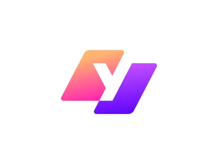 the letter y is made up of two colors and has a rounded shape with a diagonal edge