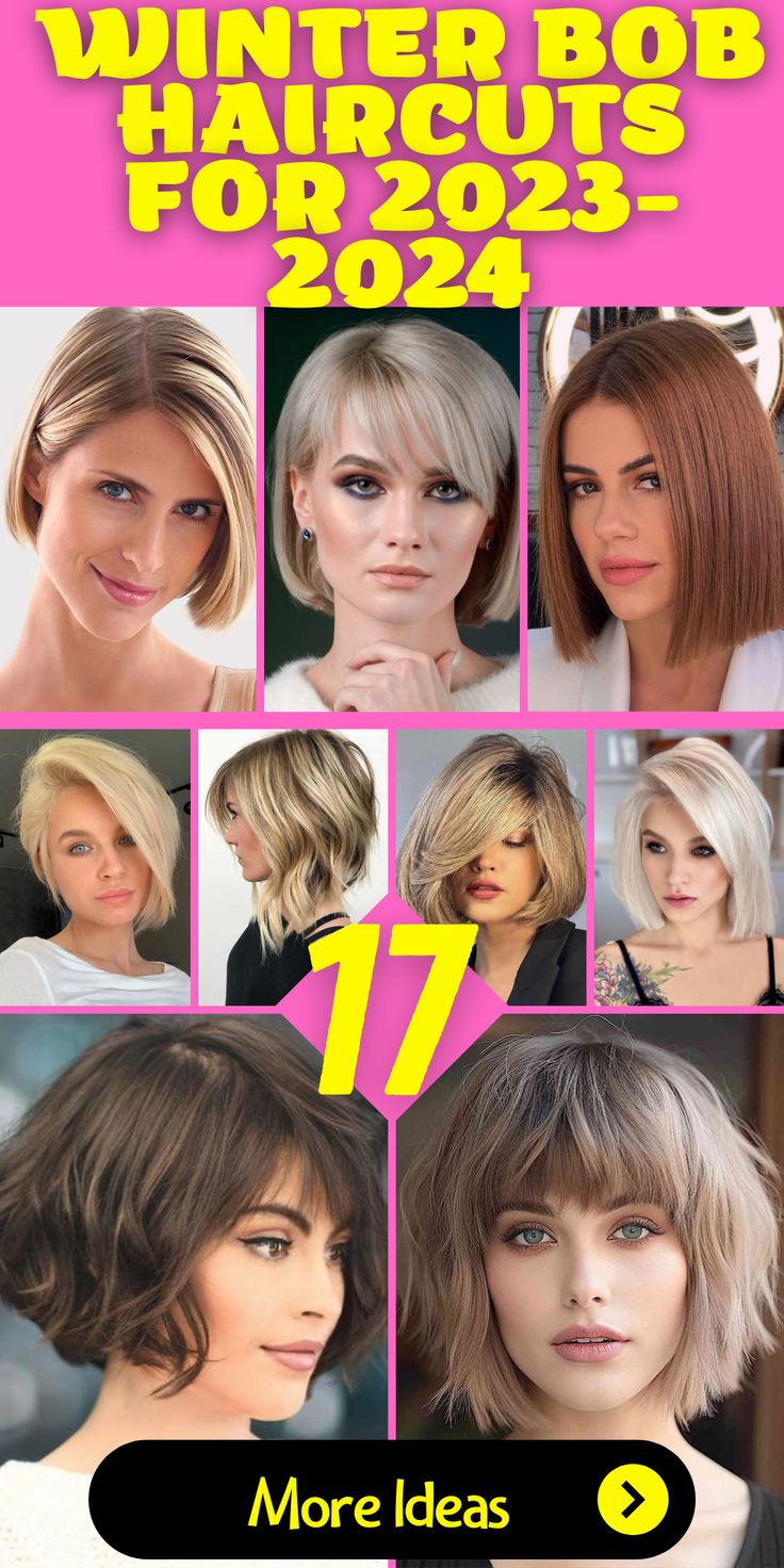 Trendy Winter Bob Haircut 2023-2024 for Short Hair: Embrace the chilly season with a trendy winter bob haircut 2023-2024, perfect for those with short hair. Whether you prefer a classic bob or want to experiment with curly or wavy textures, this haircut adds flair to your look. Learn how to style it at home and bring out the best in your hair's natural beauty. Stay ahead of the latest trends and show off your unique style with these winter hair inspirations for short hair. Kort Bob, Asymmetrical Bob Haircuts, Bangs Curly, Bob Haircut With Bangs, Bob Haircut For Fine Hair, Hairstyle Inspiration, Summer Hairstyles For Medium Hair, Bob Haircuts For Women, Short Bob Haircuts