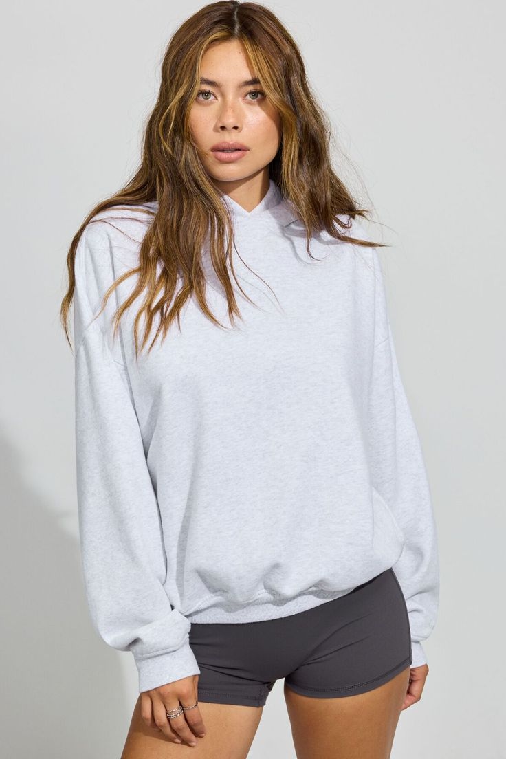 This ultra soft fleece hoodie is perfect for your lazy day mood <3 Features - Ultra soft fleece interior - Ribbed cuffs and hem Size & Fit - Fit: Oversized - Length: Long - Model is wearing size S Materials & Care - Content: 75% cotton, 25% recycled polyester - Care: Machine wash, cold - Imported Basic Relaxed Fit Hoodie For Loungewear, Basic Hoodie With Ribbed Cuffs For Loungewear, Comfy Cozy Fit Hoodie In French Terry, Cozy Fit Hoodie For Loungewear, Comfy Cozy Fit French Terry Hoodie, Super Soft Relaxed Fit Hoodie Sweatshirt, Cozy Fit Sweats With Drawstring Hood For Lounging, Cozy Hoodie In French Terry With Relaxed Fit, Cozy Relaxed Fit Hoodie In French Terry