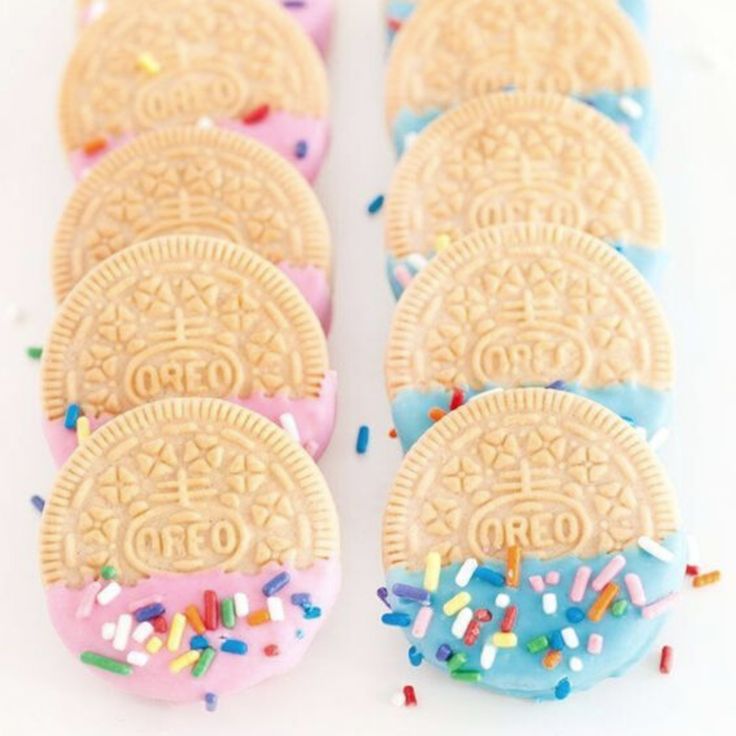 several oreo cookies with sprinkles on them