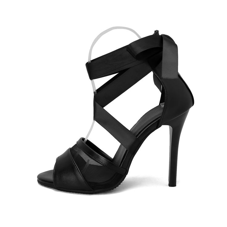 Shop Black Peep Toe Strappy Sandals Stiletto High Heeled Sexy Sandals color Black for Anniversary, Date, Night Club, Party with worldwide Free shipping & Free return. Fitted High Heel Sandals For Club, Chic Open Toe Lace-up Sandals For Party, Chic Party Sandals With Straps, Fitted Open Toe Sandals For Club, Trendy Evening Sandals With Straps, Fitted Ankle Strap Sandals For Club, Chic High Heel Sandals For Club, Chic Open Toe Sandals For Club, Chic Summer Sandals For Club