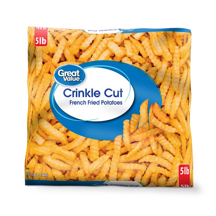 a bag of french fried potato chips on a white background with the words great crinkle cut