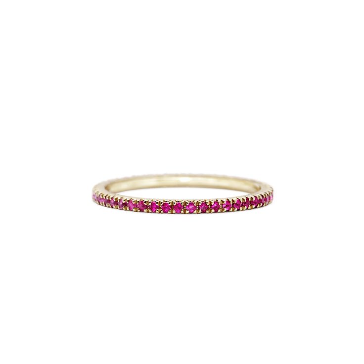 14K Yellow Gold Ruby Eternity Ring 14k Gold Ruby Ring With Half Eternity Round Cut, 14k Gold Ruby Ring Half Eternity Round Cut, Yellow Gold Stackable Ruby Ring, Yellow Gold Ruby Ring With Halo, Yellow Gold Stackable Rings With Pink Sapphire, Yellow Gold Stackable Ruby Rings In Round Cut, Yellow Gold Stackable Ruby Rings Round Cut, Stackable Ruby Ring In 14k Gold With Round Band, Wedding Band And Engagement Ring