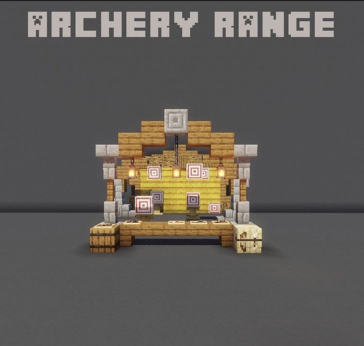 an image of a bench made out of wood and bricks with the words archery range on it