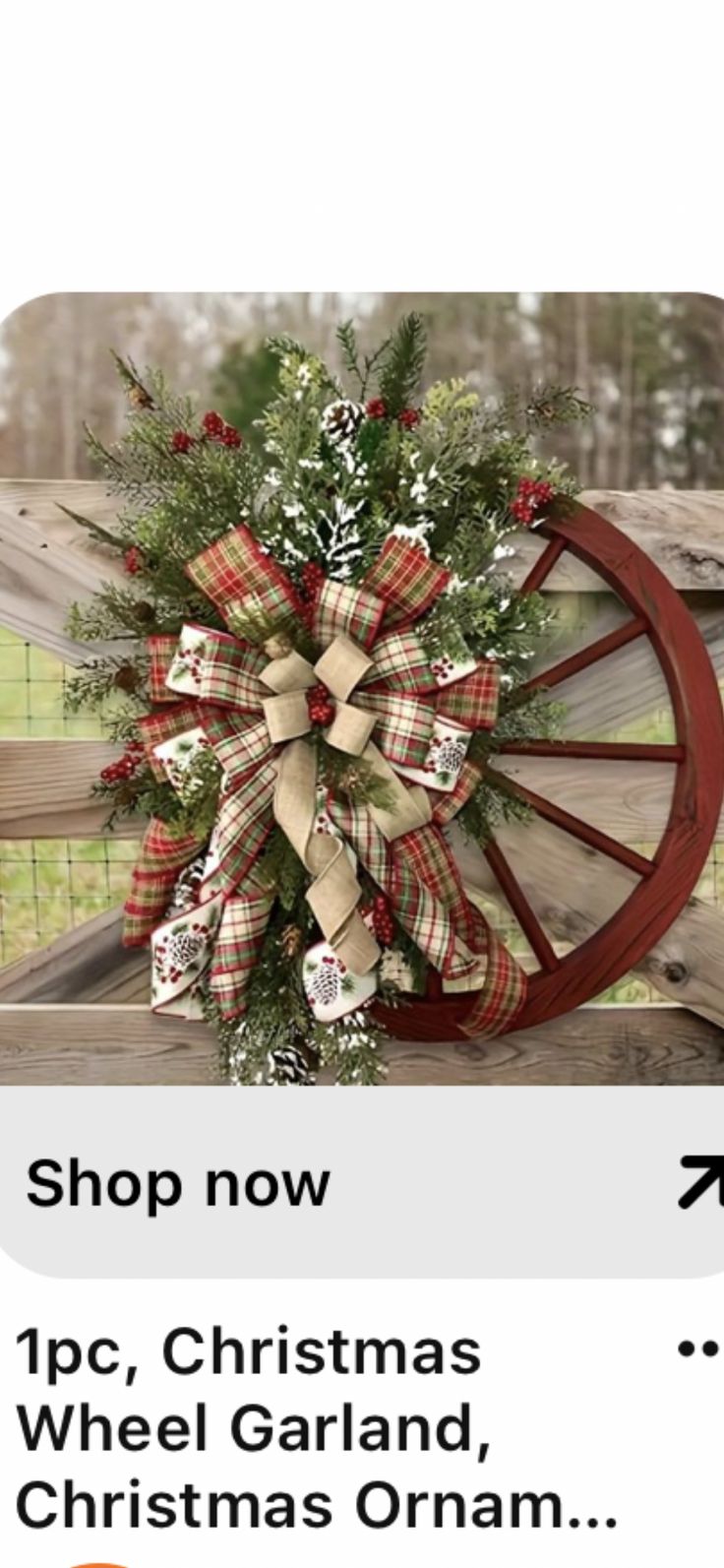 a christmas wreath on top of a wagon with the words, shop now for 10 cents