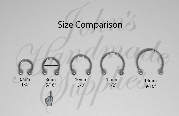 the size comparison for different sizes of nose rings