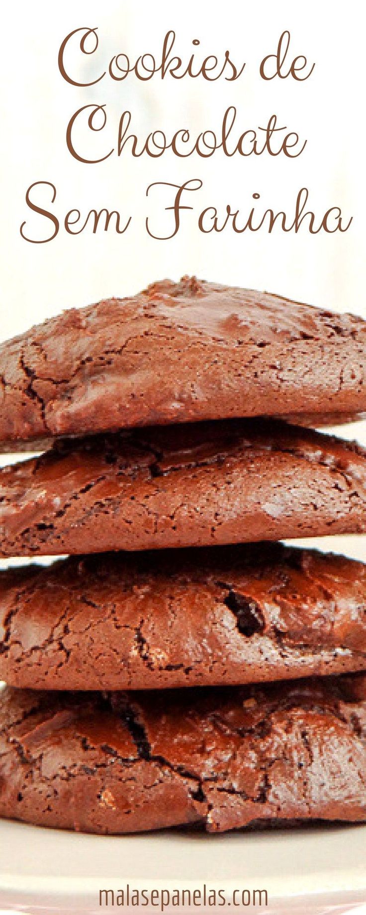 chocolate cookies stacked on top of each other with the words, flourless chocolate cookies