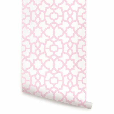 a pink and white wallpaper with an intricate pattern on it's side,